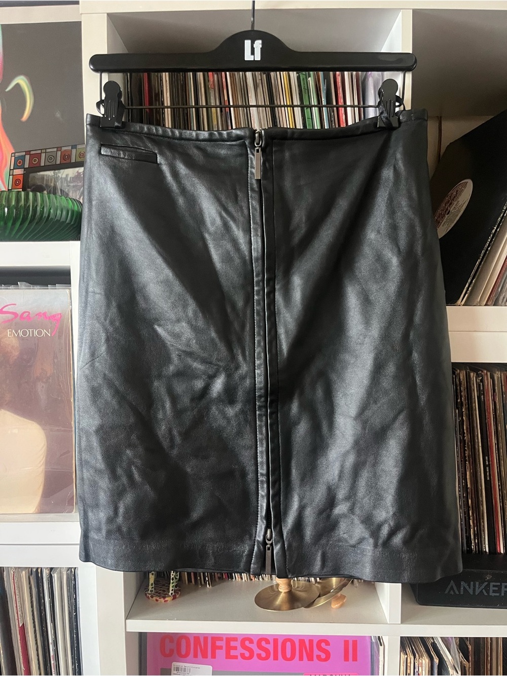 Vintage genuine leather knee length skirt size 8
